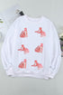 Beige Sequin Cheetah O Neck Drop Shoulder Sweatshirt